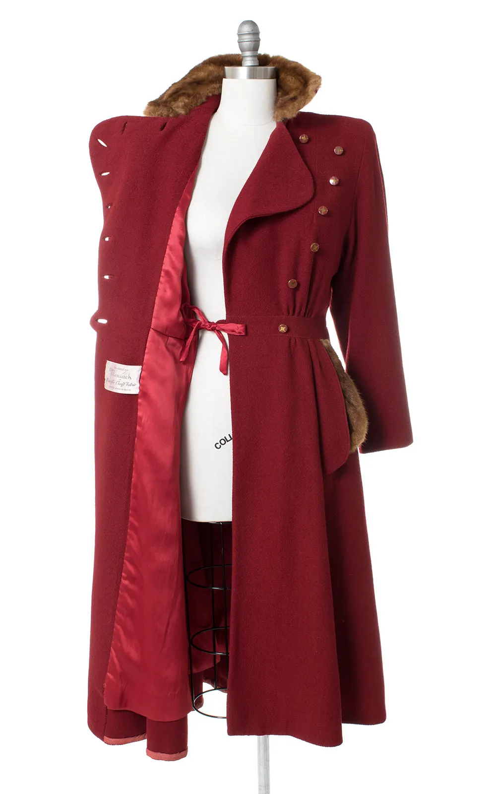 1930s 1940s Fur Trim Wool Princess Coat | small