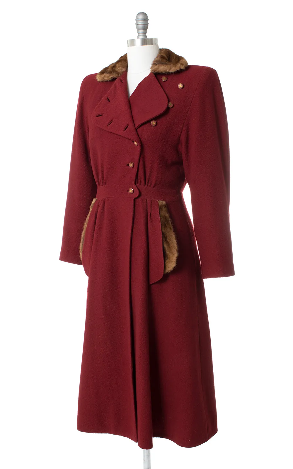 1930s 1940s Fur Trim Wool Princess Coat | small