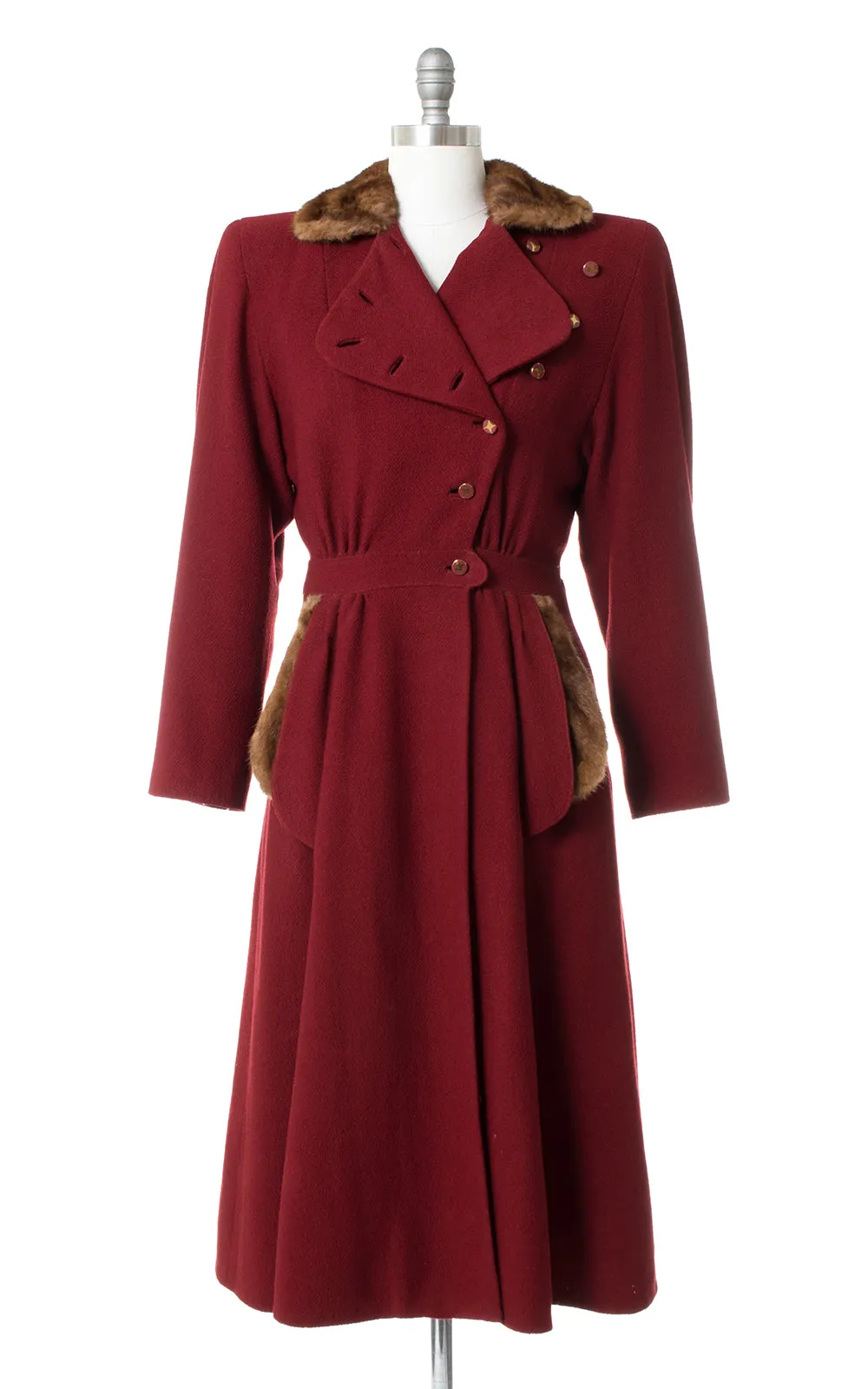 1930s 1940s Fur Trim Wool Princess Coat | small
