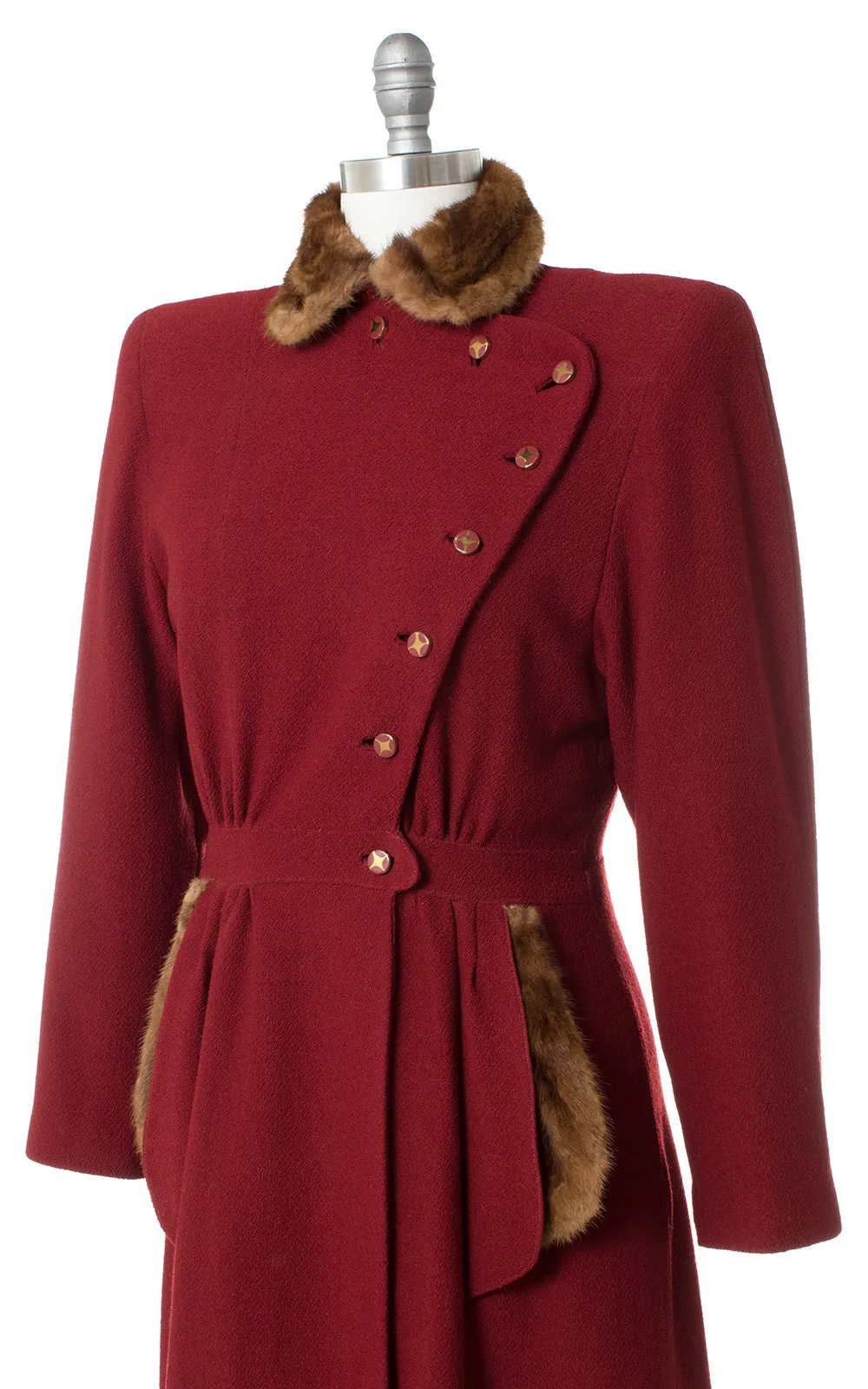 1930s 1940s Fur Trim Wool Princess Coat | small
