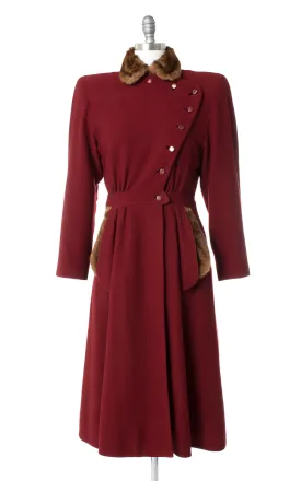 1930s 1940s Fur Trim Wool Princess Coat | small
