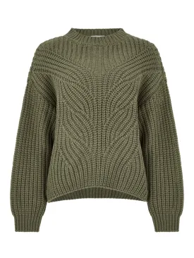 Apricot Ladies Khaki Chunky Cable Knit Sweater