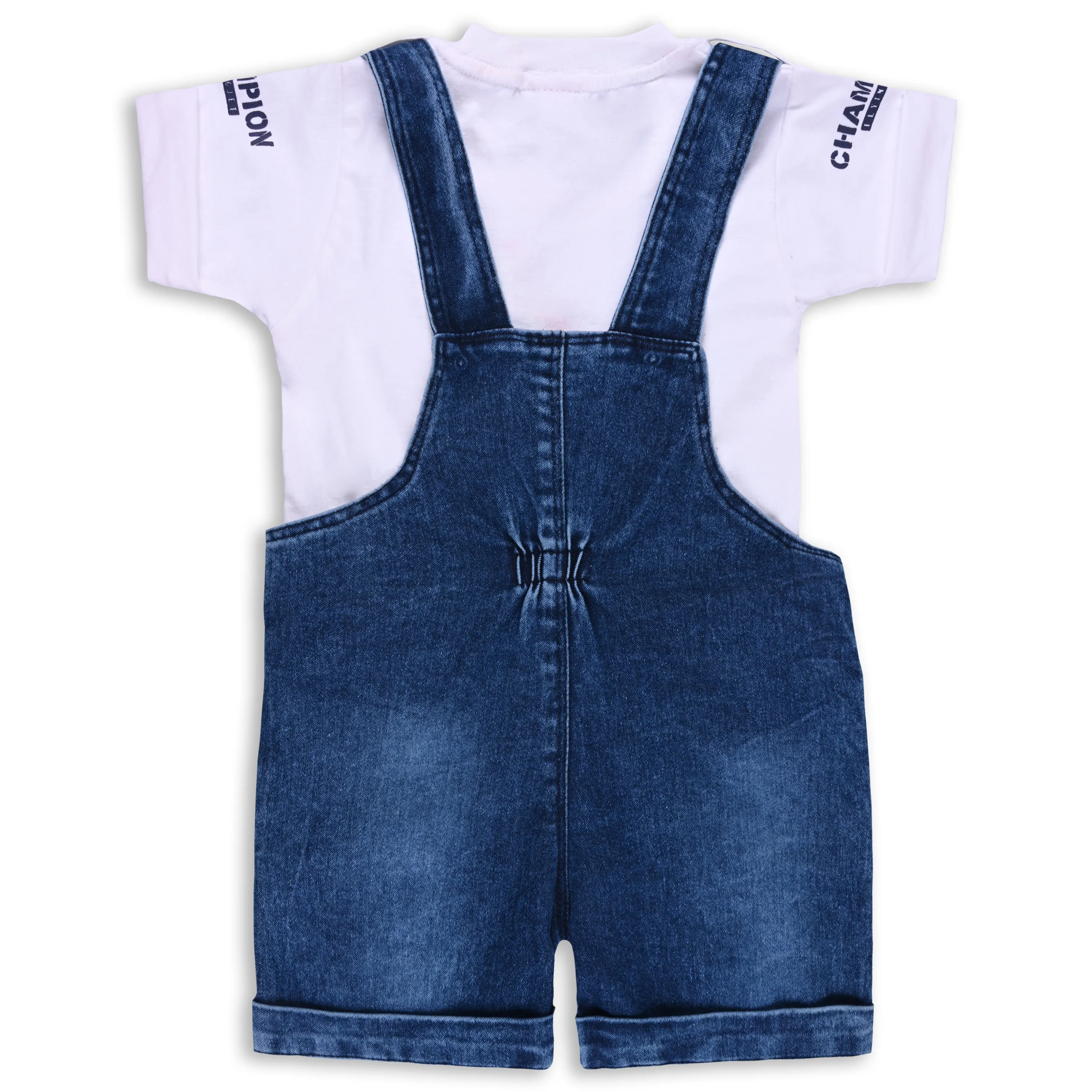 Baby Boys Printed T-Shirt and Shorts Dungaree Set
