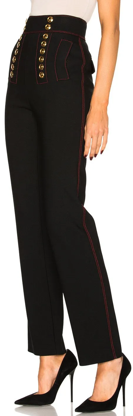 Black High-Waist Military Trousers