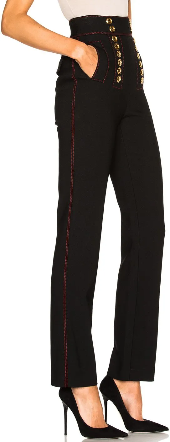 Black High-Waist Military Trousers