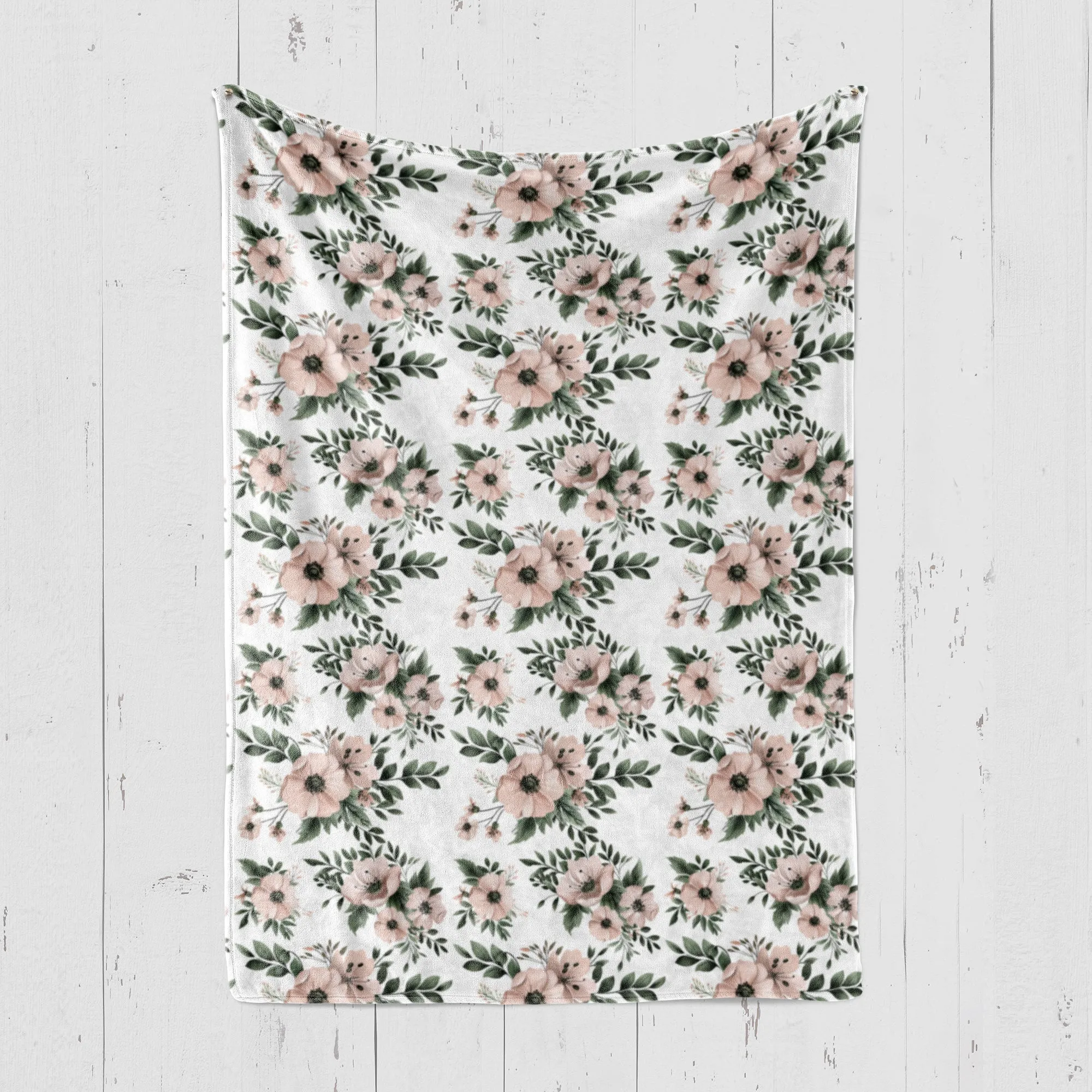 BLANKET - BLUSH PINK AND SAGE FLORAL