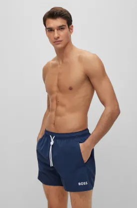 Boss Quick-Dry Swim Shorts In Recycled Fabric With Branding - Men