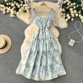 Bow-tie Floral Mesh Slip Dress