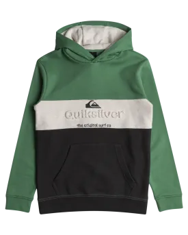 Boys Embroidered Block Hoodie in Frosty Spruce