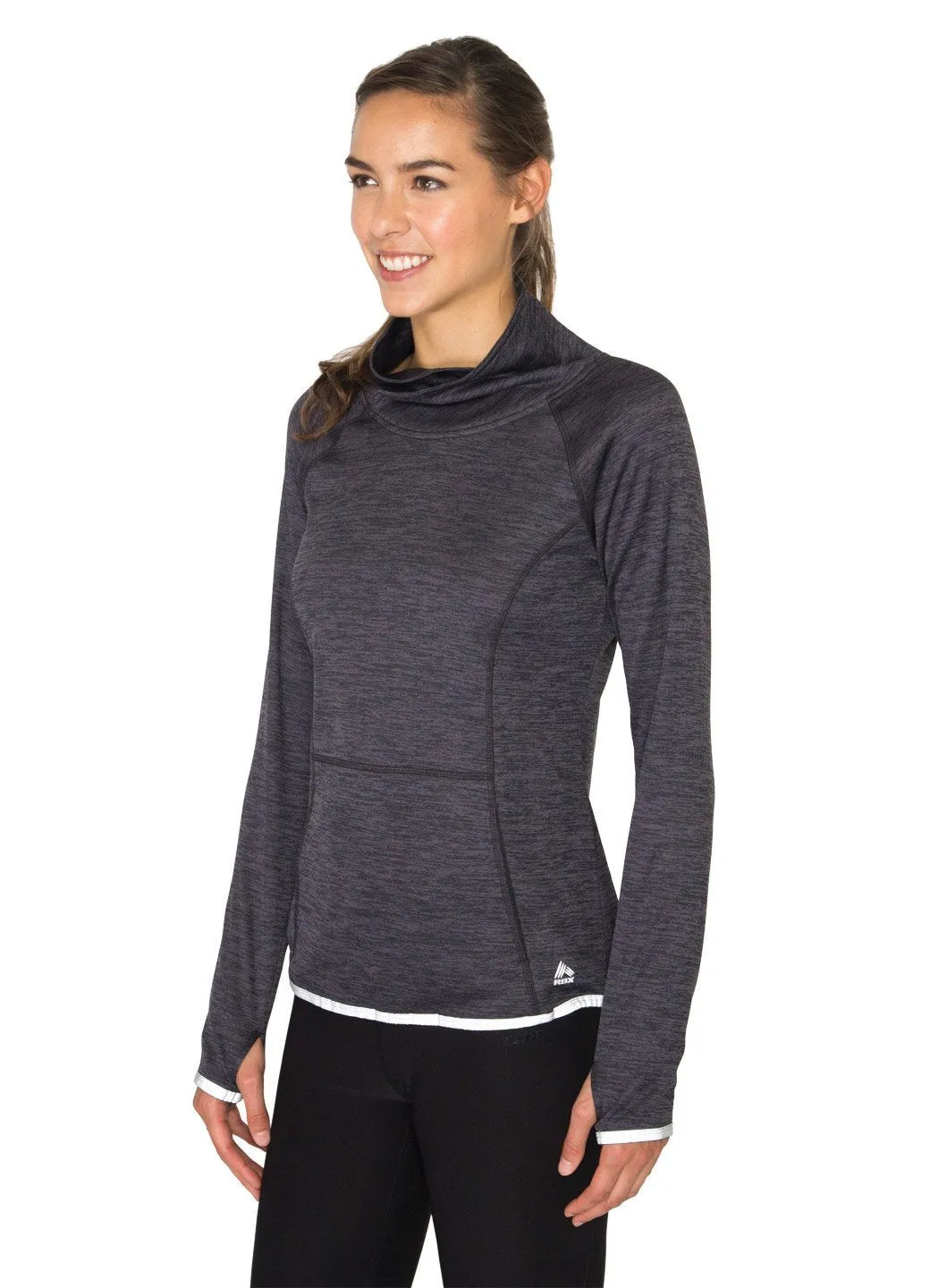 Brushed Back High Low Crossover Pullover with Reflective Trim
