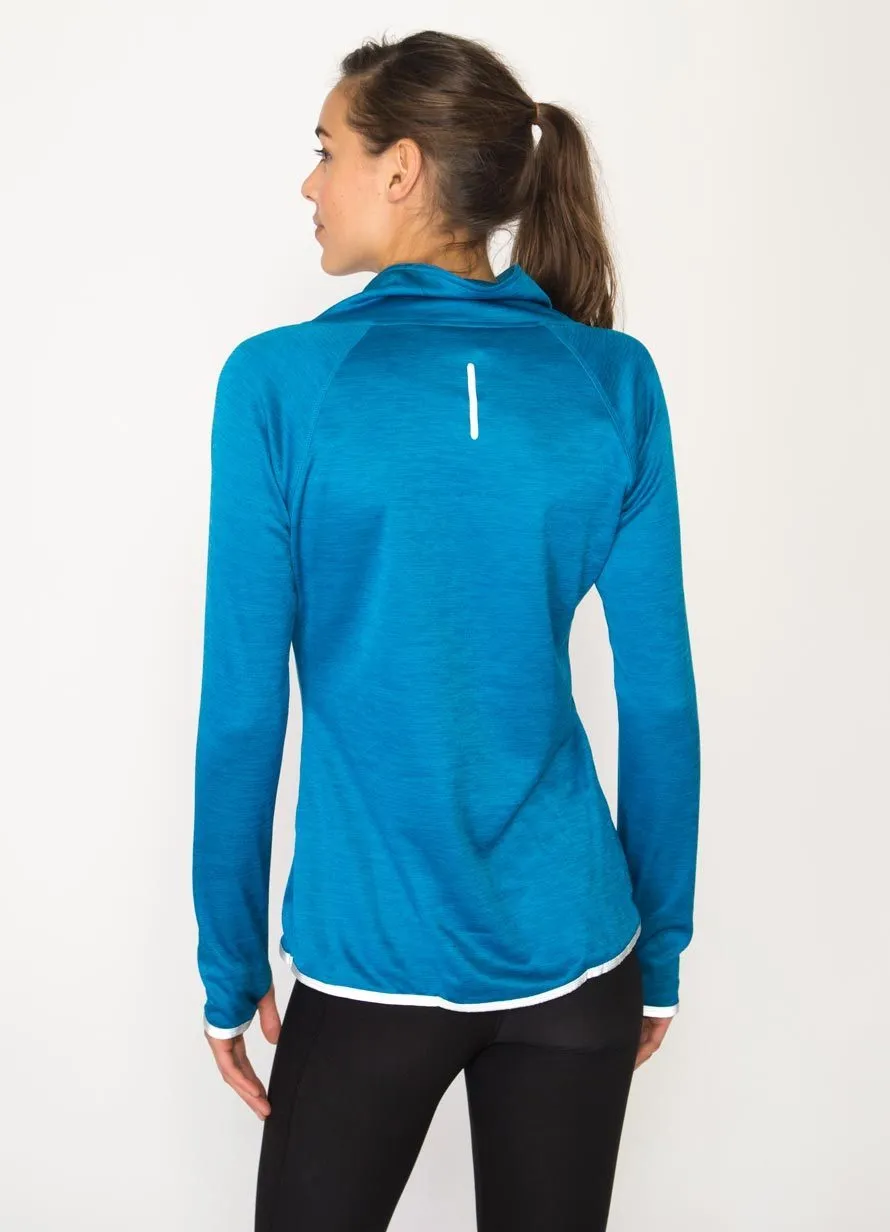 Brushed Back High Low Crossover Pullover with Reflective Trim