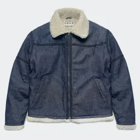 BZEN M.3054 GENGHIS-I REGULAR FIT RAF WW2 INSPIRED AVIATOR FLYING GRIZZLY DENIM JACKET-12OZ-E1 INDIGO