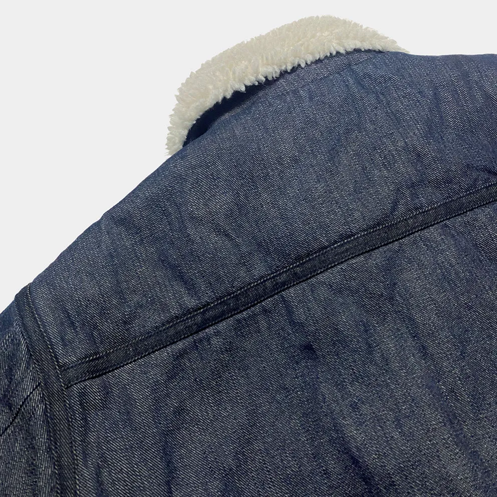 BZEN M.3054 GENGHIS-I REGULAR FIT RAF WW2 INSPIRED AVIATOR FLYING GRIZZLY DENIM JACKET-12OZ-E1 INDIGO