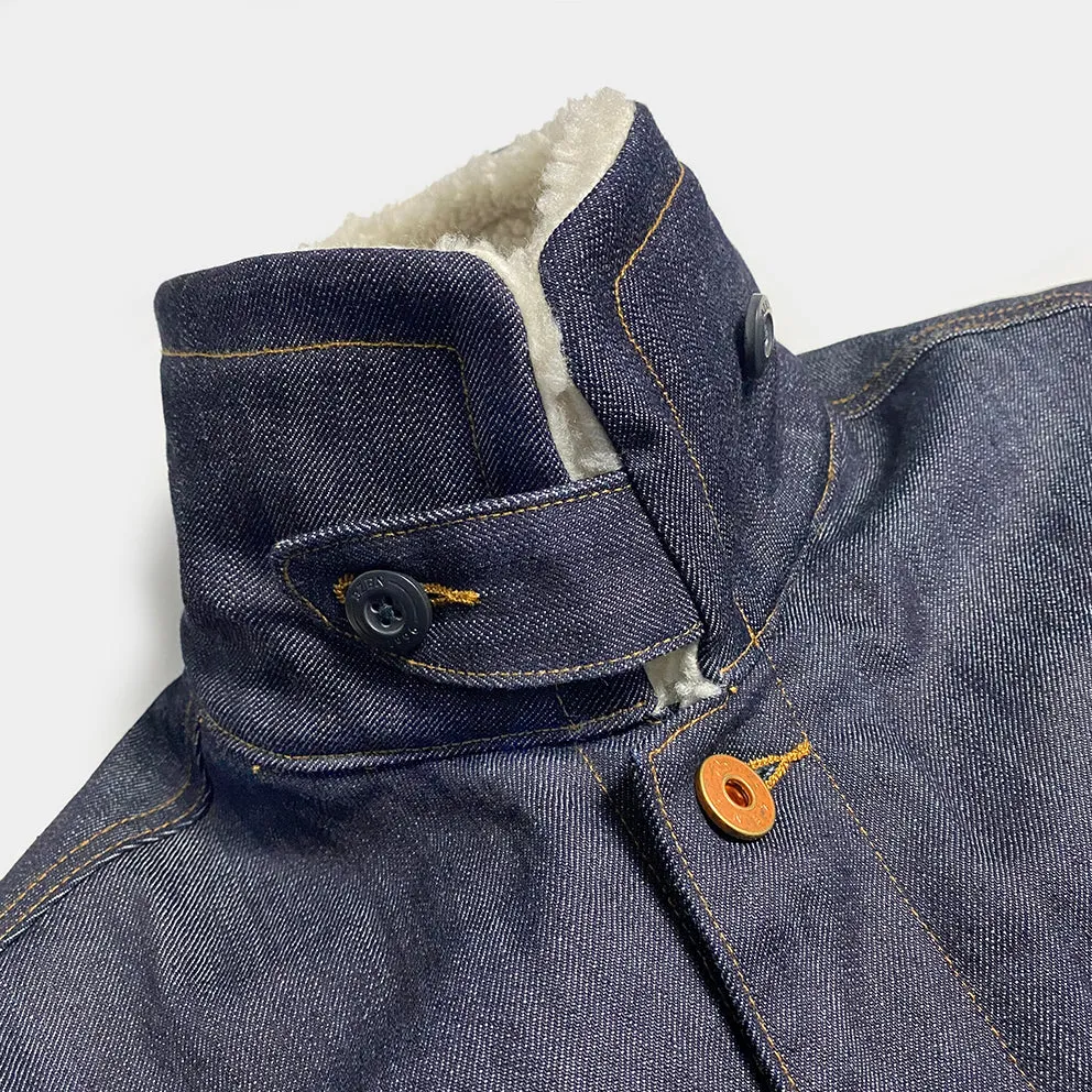 BZEN M.3139L NORTON REGULAR FIT VINTAGE INSPIRED 4 POCKET SHERPA LINED COMFORT STRETCH DENIM JACKET-12OZ-HRH INDIGO