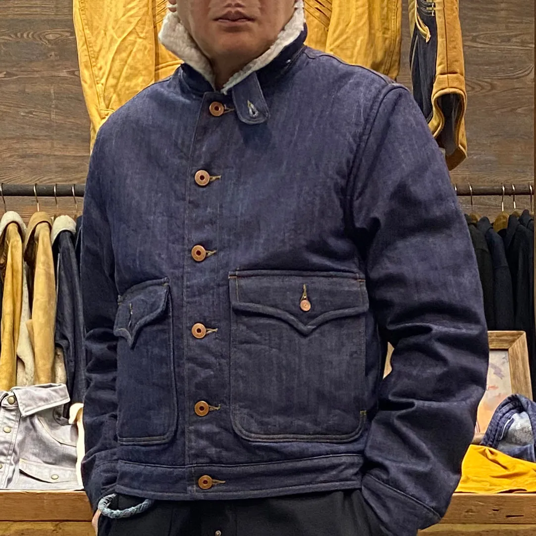 BZEN M.3139L NORTON REGULAR FIT VINTAGE INSPIRED 4 POCKET SHERPA LINED COMFORT STRETCH DENIM JACKET-12OZ-HRH INDIGO