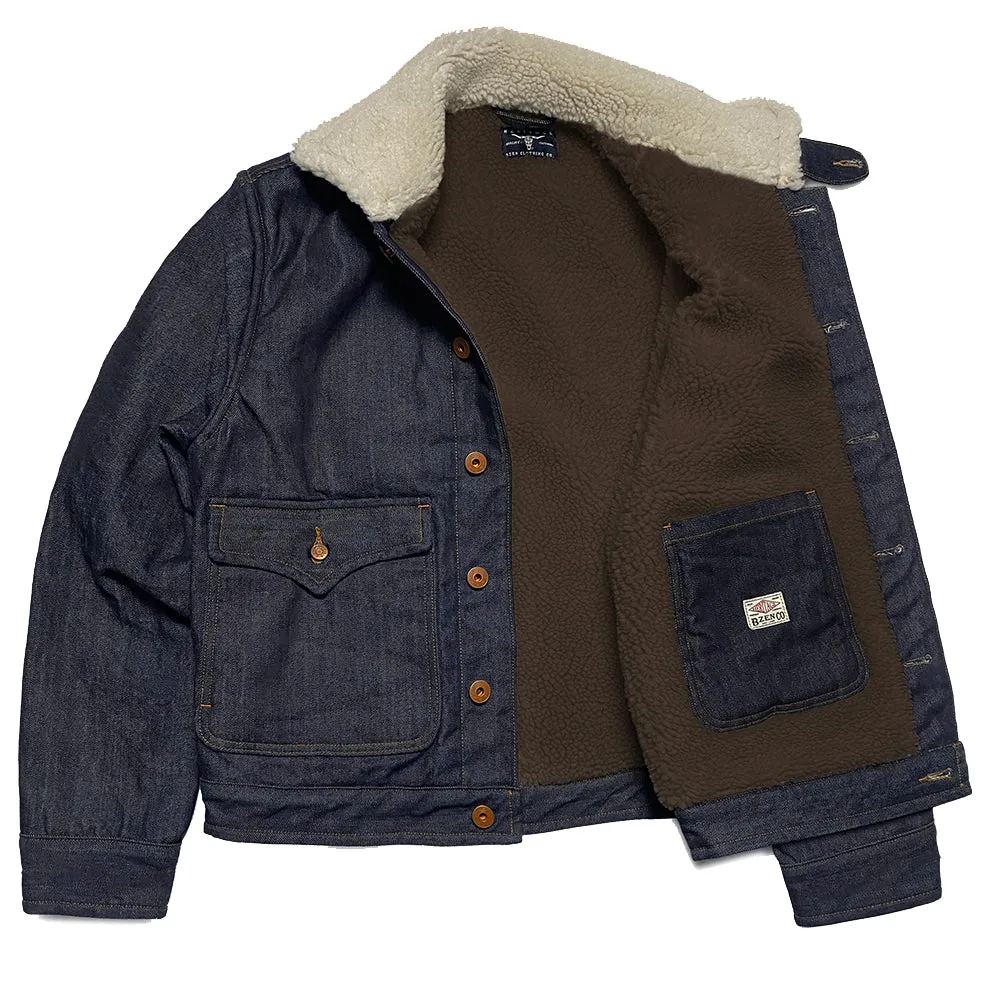 BZEN M.3139L NORTON REGULAR FIT VINTAGE INSPIRED 4 POCKET SHERPA LINED COMFORT STRETCH DENIM JACKET-12OZ-HRH INDIGO