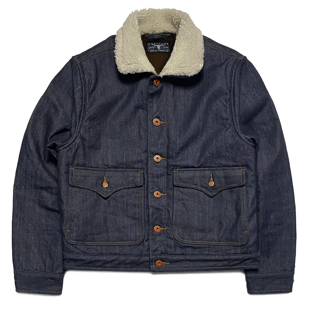 BZEN M.3139L NORTON REGULAR FIT VINTAGE INSPIRED 4 POCKET SHERPA LINED COMFORT STRETCH DENIM JACKET-12OZ-HRH INDIGO
