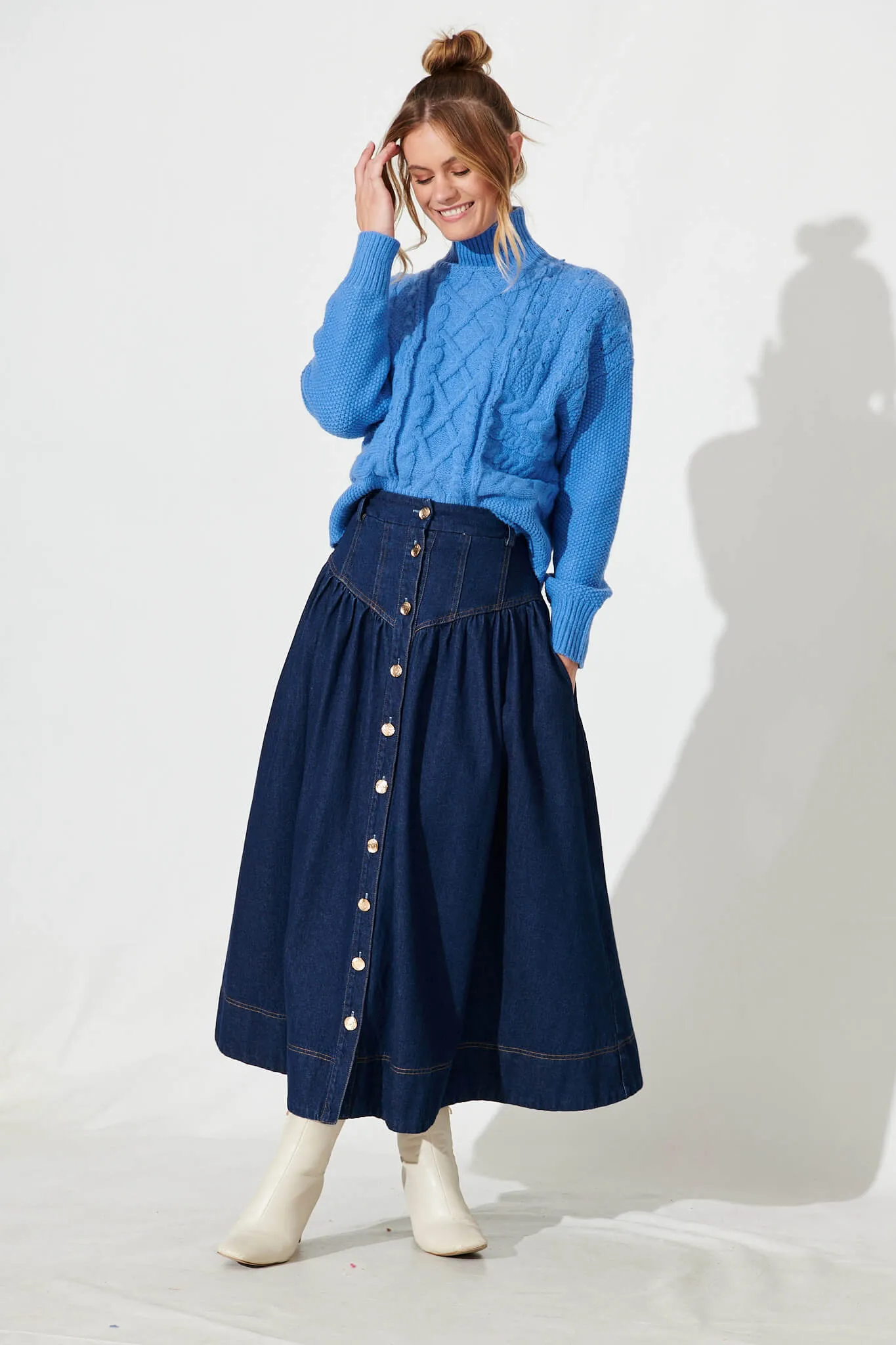 Carino Knit In Blue Wool Blend