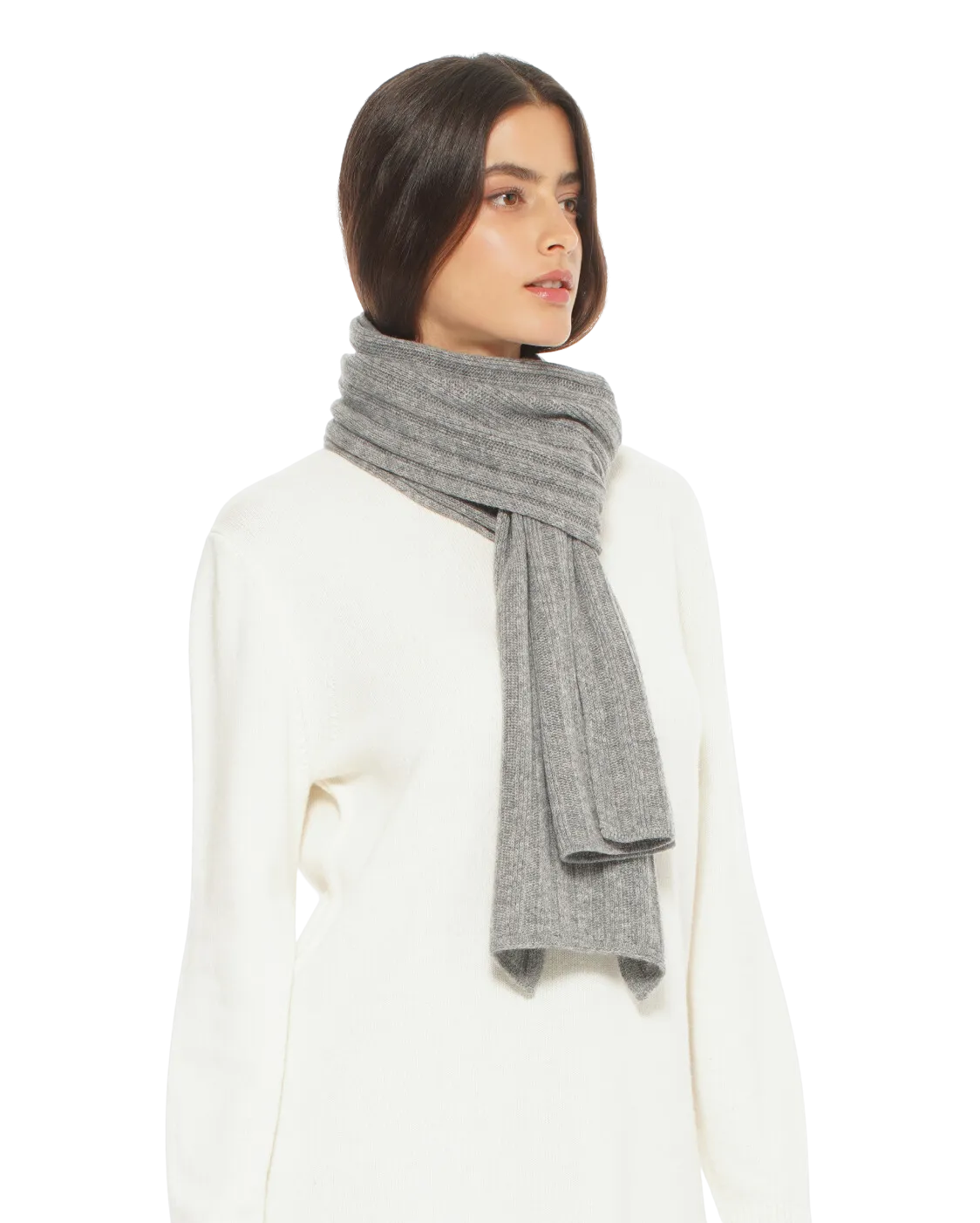 Cashmere & Wool Chunky Ribbed Scarf Black