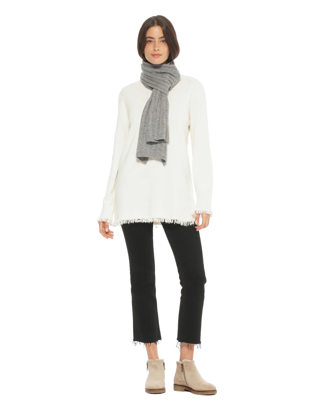 Cashmere & Wool Chunky Ribbed Scarf Black