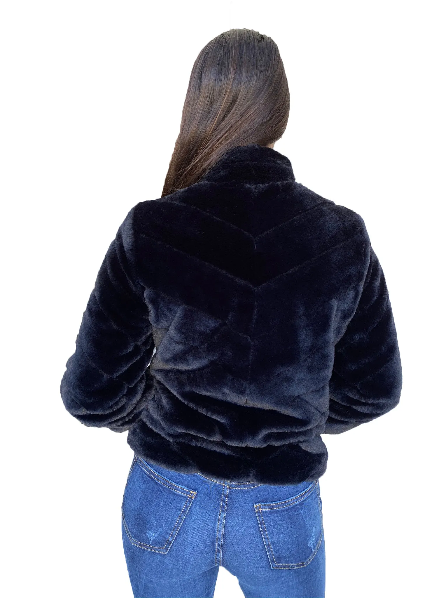 CiSono Chic Fur Bomber Jacket