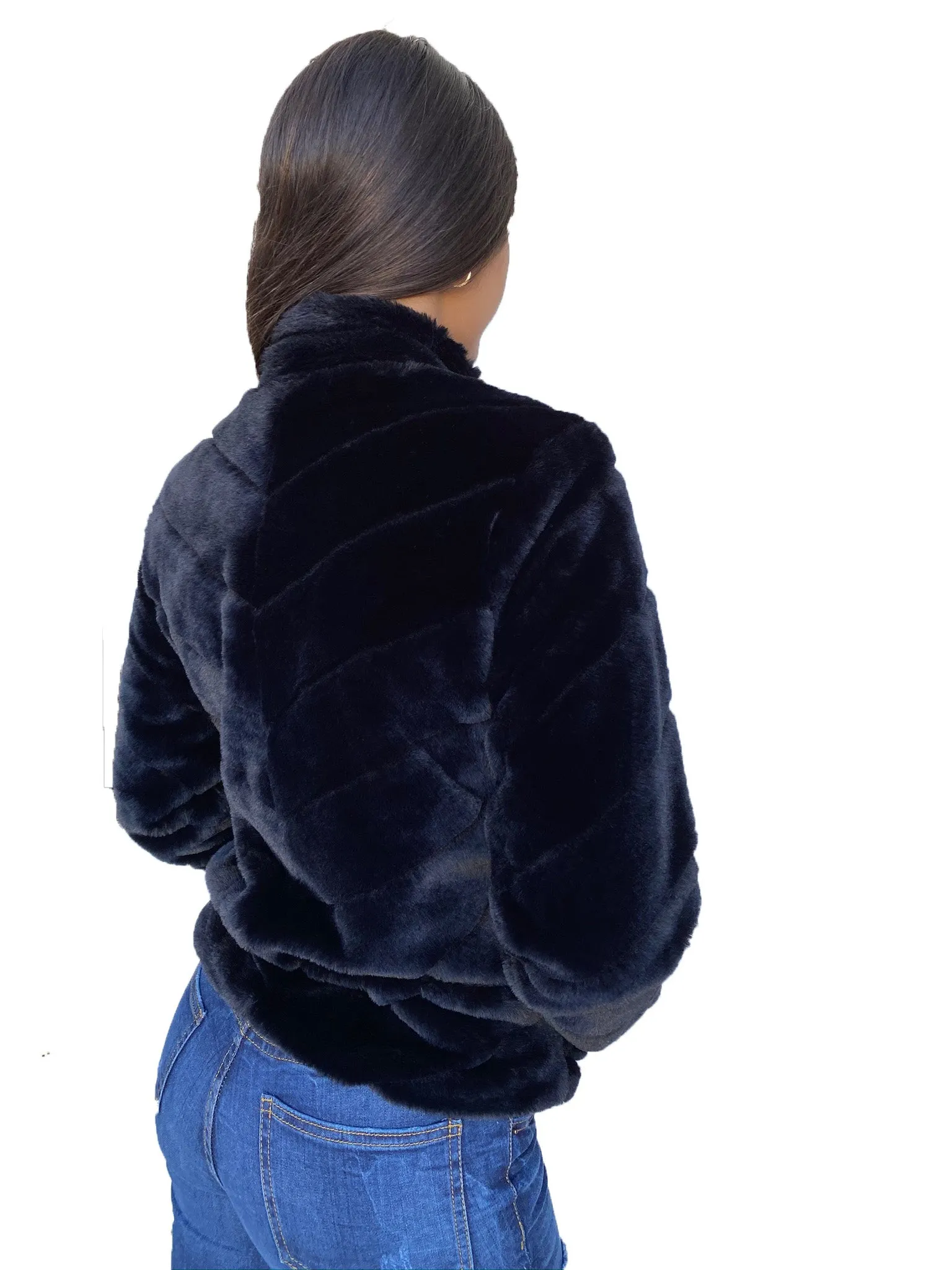 CiSono Chic Fur Bomber Jacket