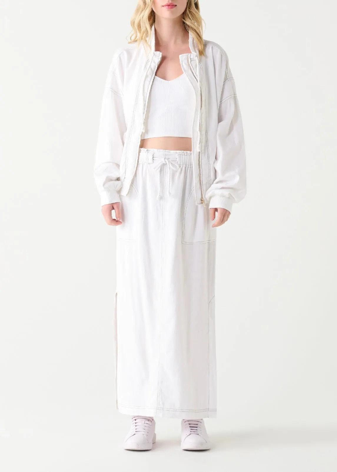 Contrast Stitch Midi Skirt