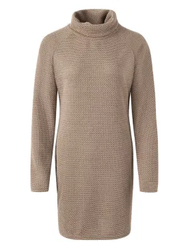 Cuaual Women Solid Color Turtleneck Splited Sweaters