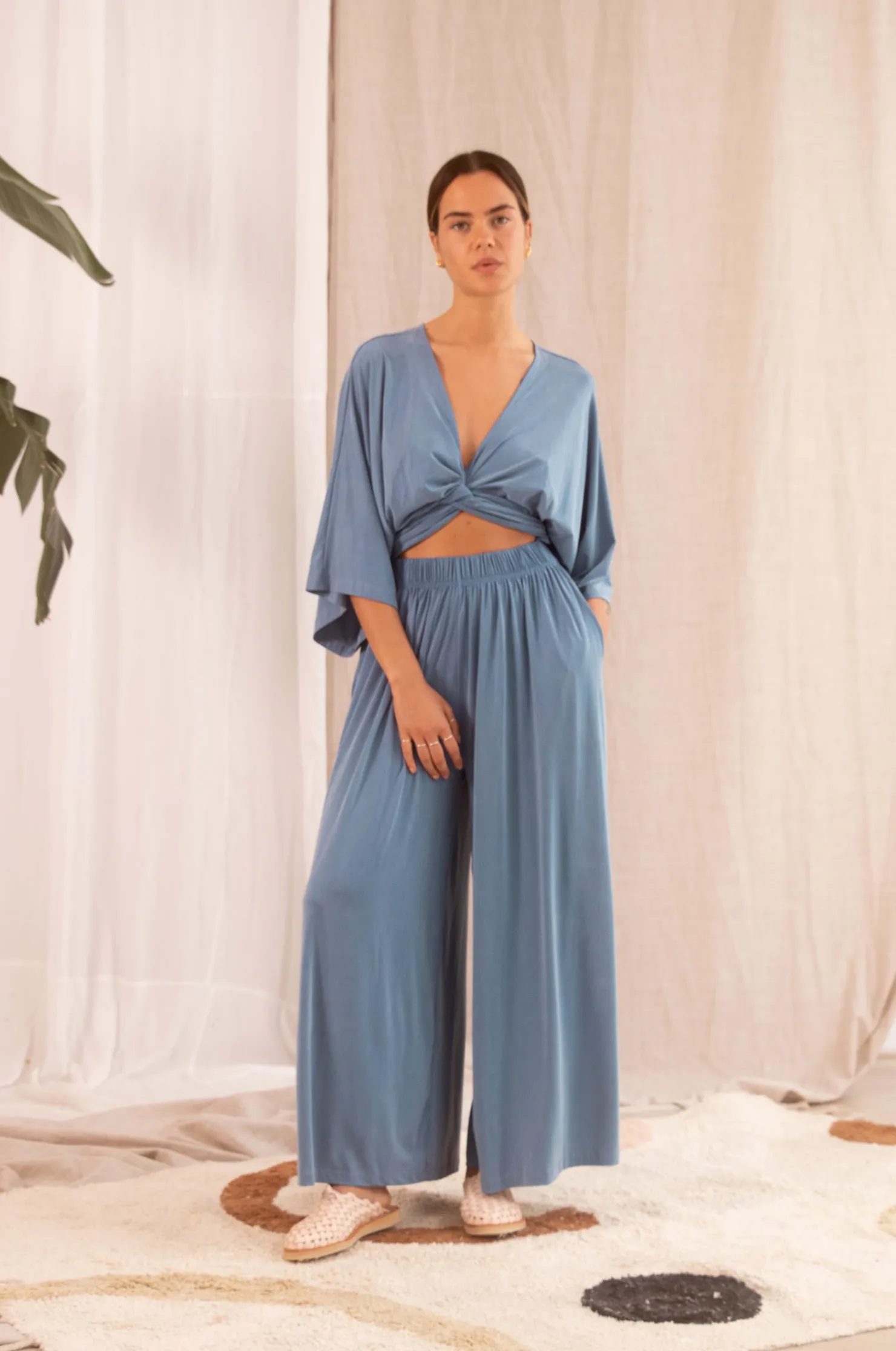 cupro multiwrap jumpsuit - blue