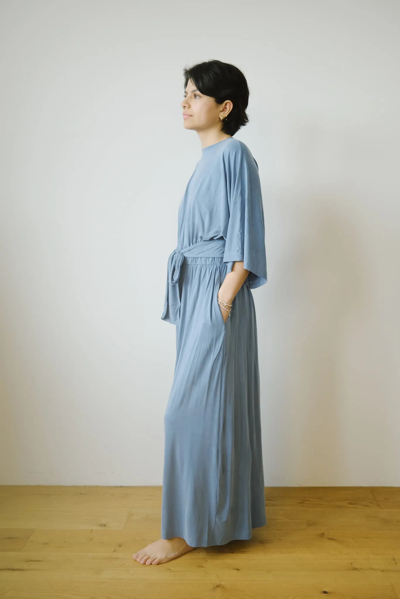 cupro multiwrap jumpsuit - blue