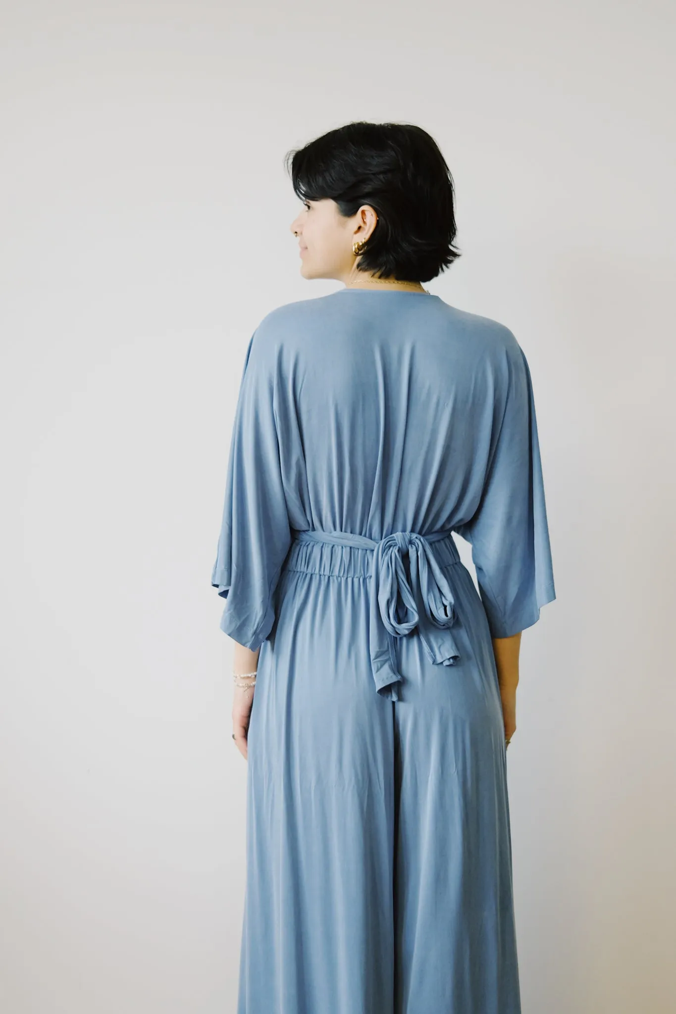 cupro multiwrap jumpsuit - blue