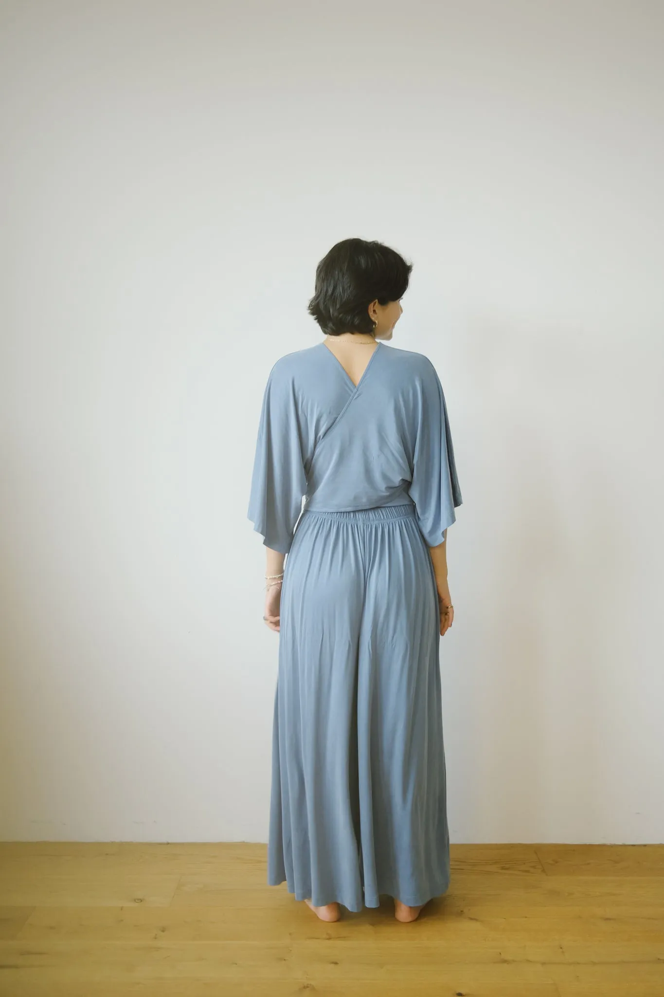 cupro multiwrap jumpsuit - blue