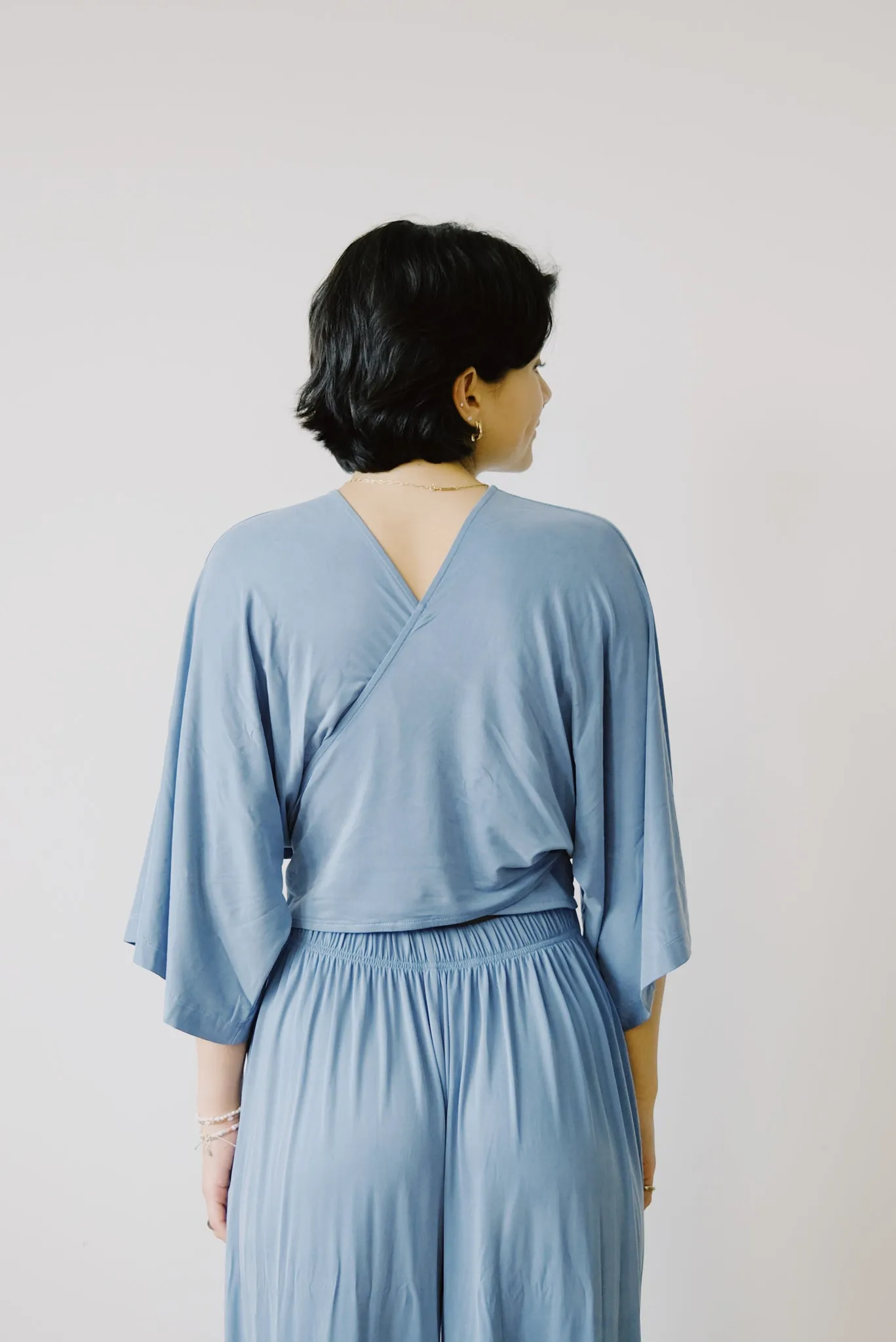 cupro multiwrap jumpsuit - blue