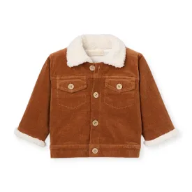 Elegant Baby Sherpa Collar Corduroy Jacket ~ Rust