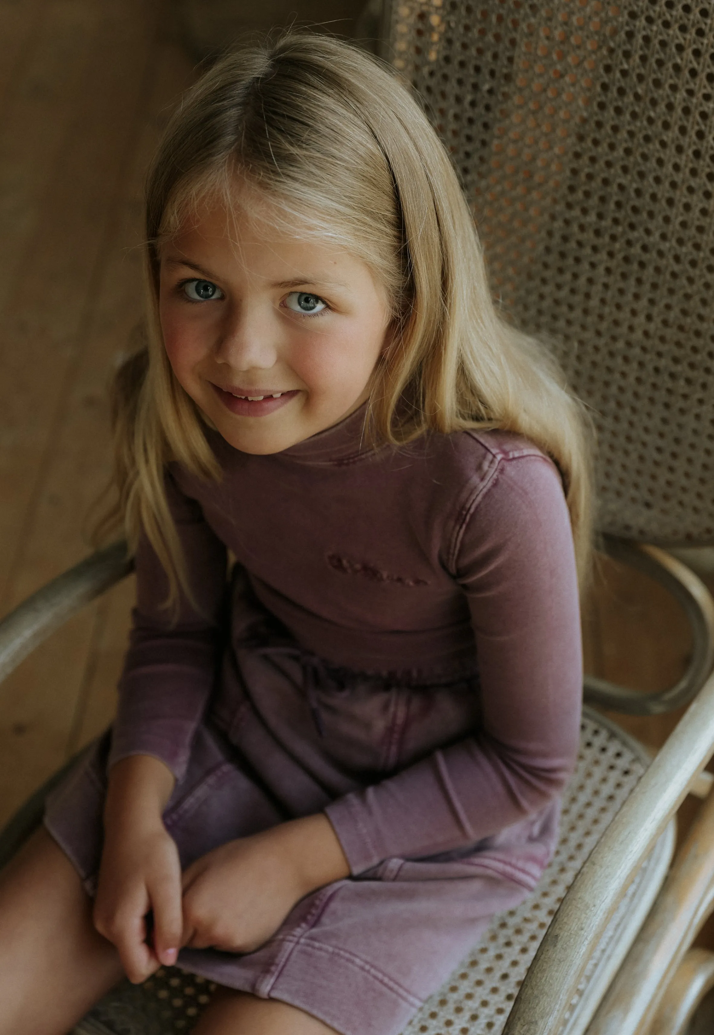 Farren & Me Washed  Washed Purple Jersey Mockneck