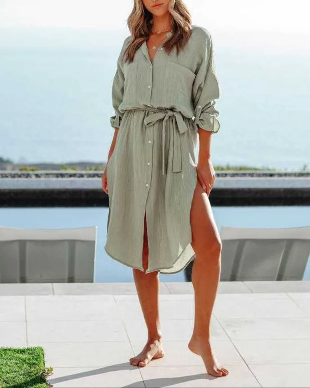Fashion Long Sleeved Shirt Dress