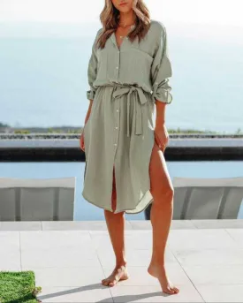 Fashion Long Sleeved Shirt Dress