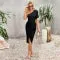 Fashion Oblique Shoulder Slit Dress