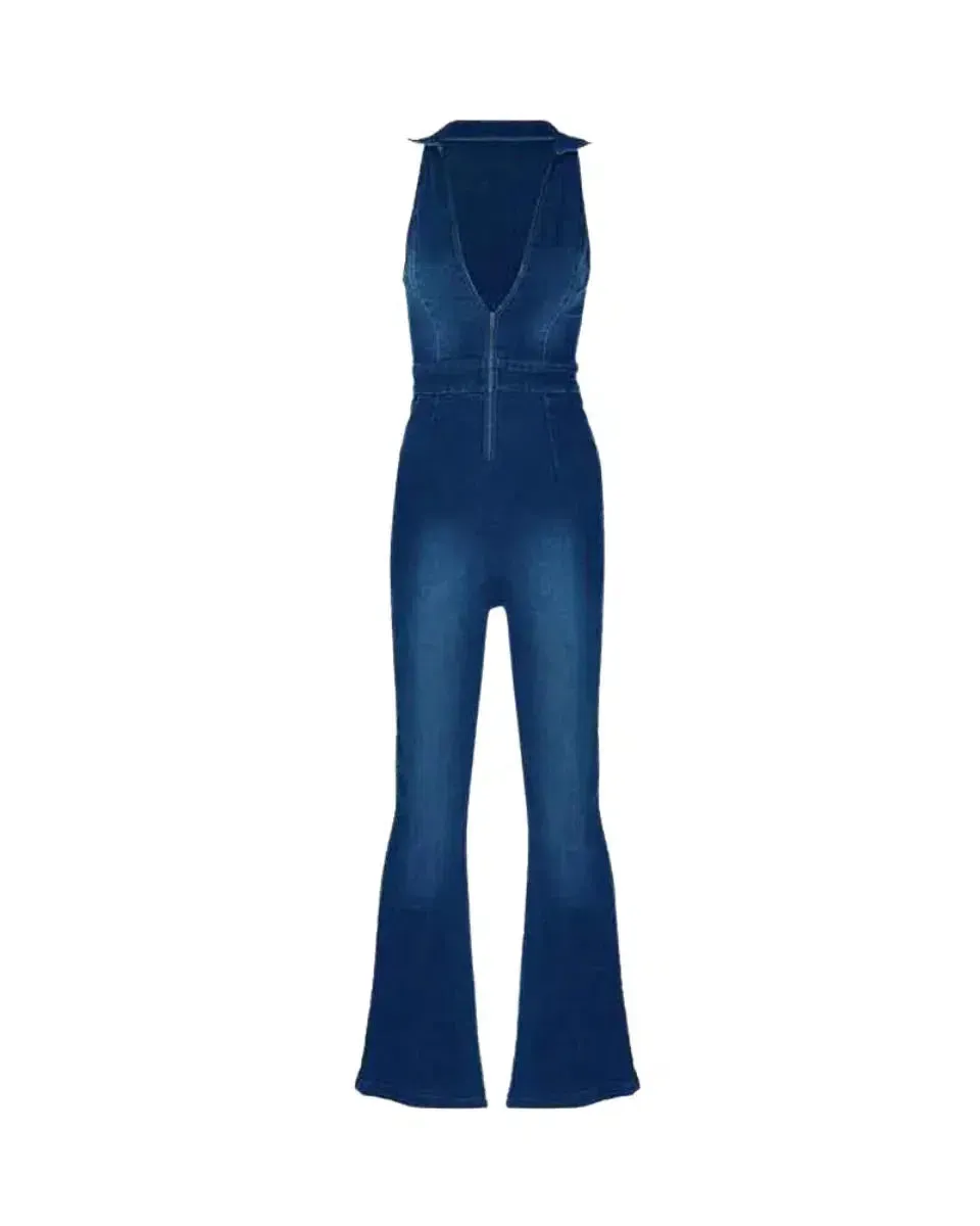 Gabrielle – V-neckline – Denim jumpsuit