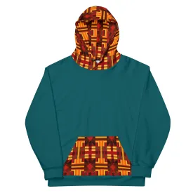 Gorgeous Hooded Sherpa Blue Hoodie with Kente Detail - Must-Have for Kente Enthusiasts