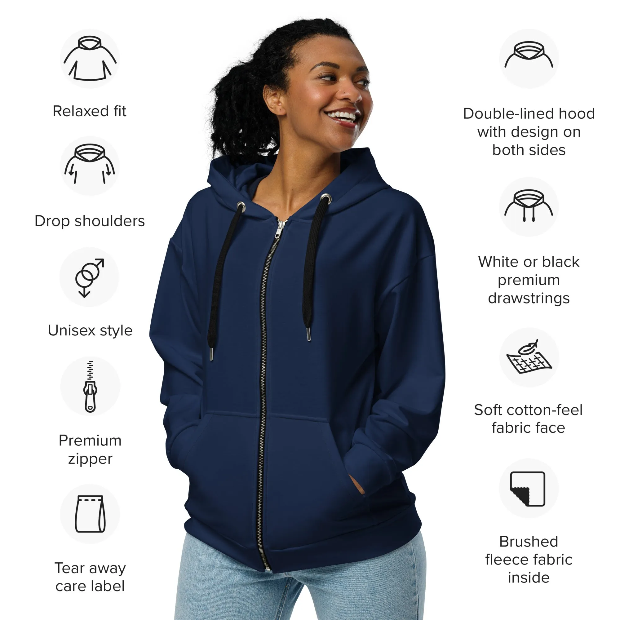 GS GRAPHIX ZIP HOODIE NAVY - THE FUTURE IS FEMALE