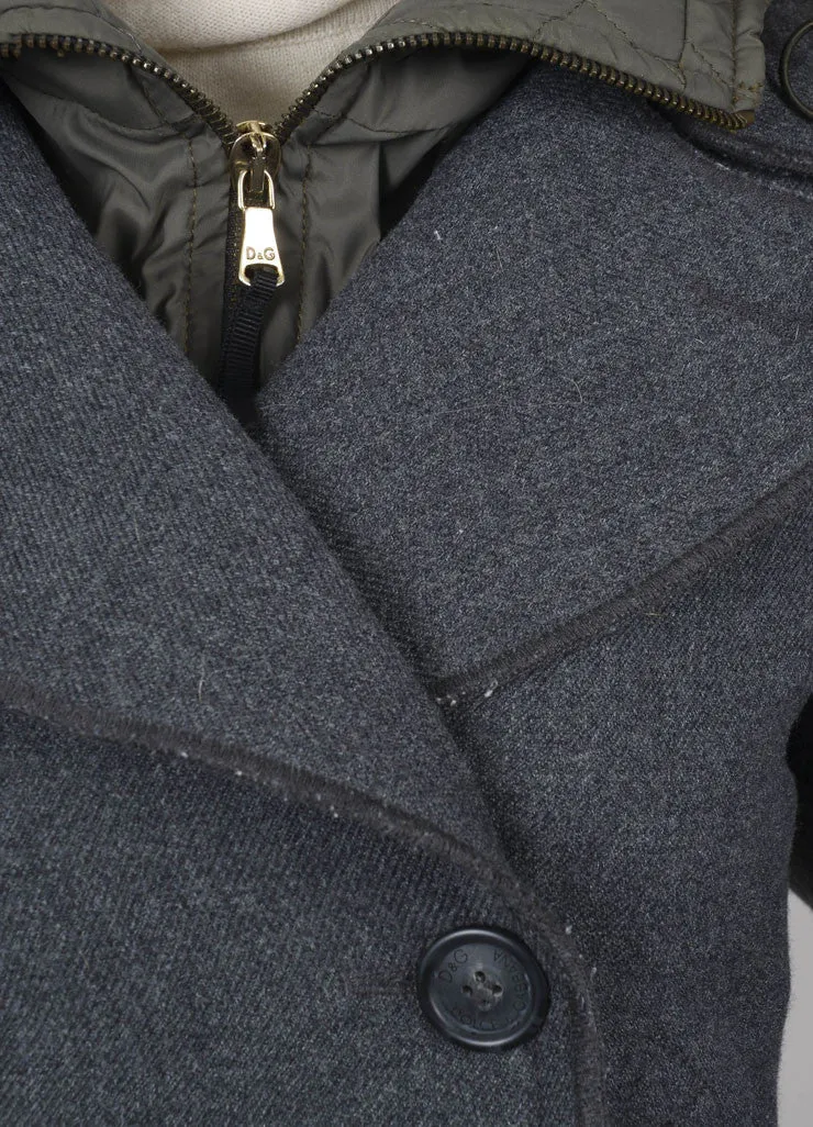 Hooded Double Breasted Coat with Fur Trim