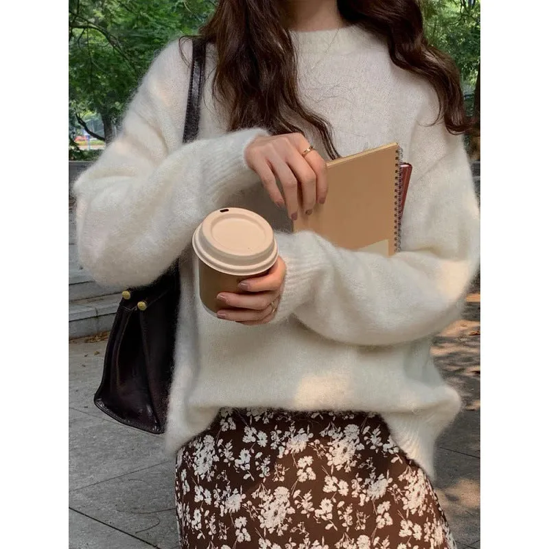 Ivyshape | Basic Round Neck Pullover Knitted Sweater