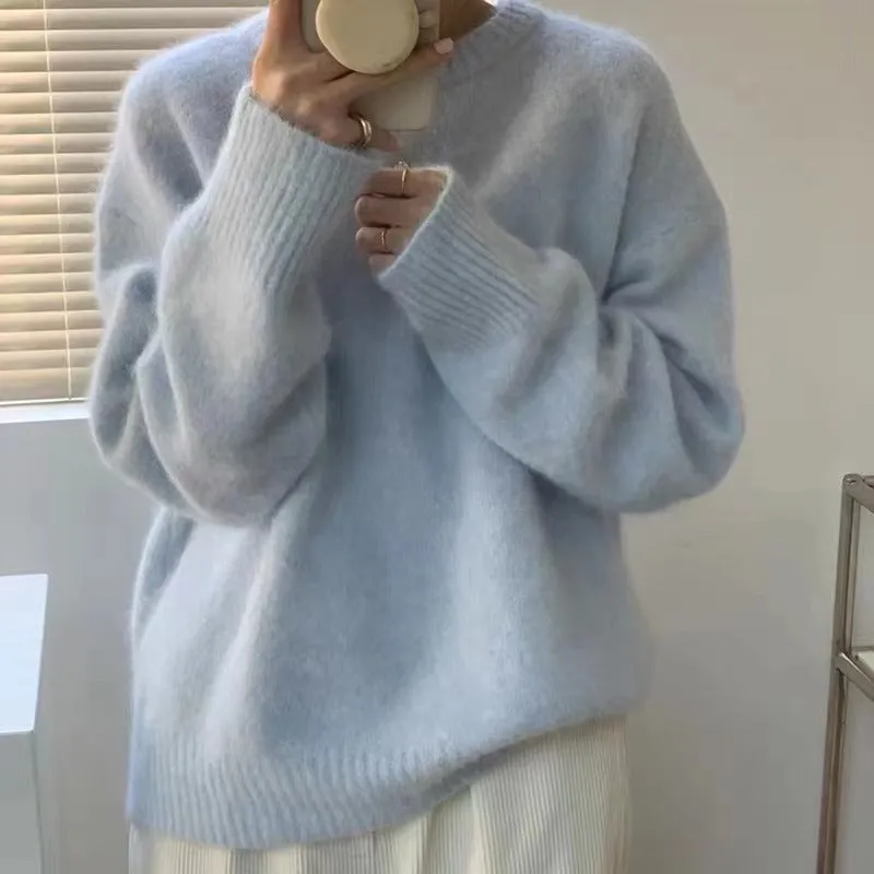 Ivyshape | Basic Round Neck Pullover Knitted Sweater