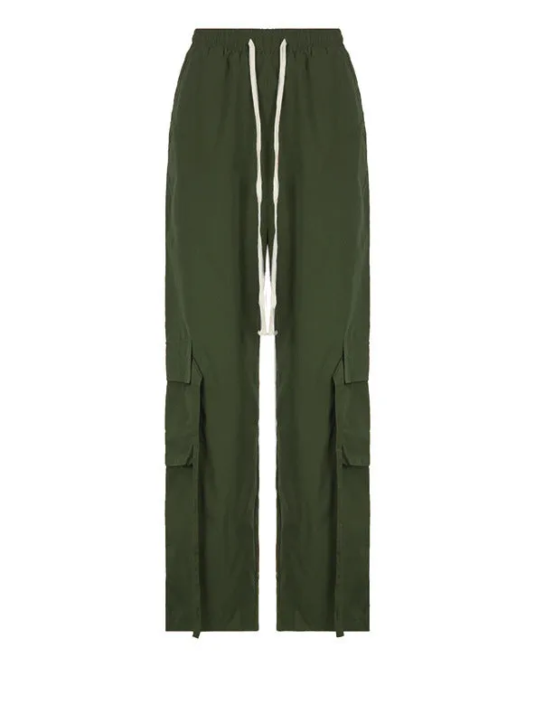 Large-pocket Loose Straight Wide-leg Pants