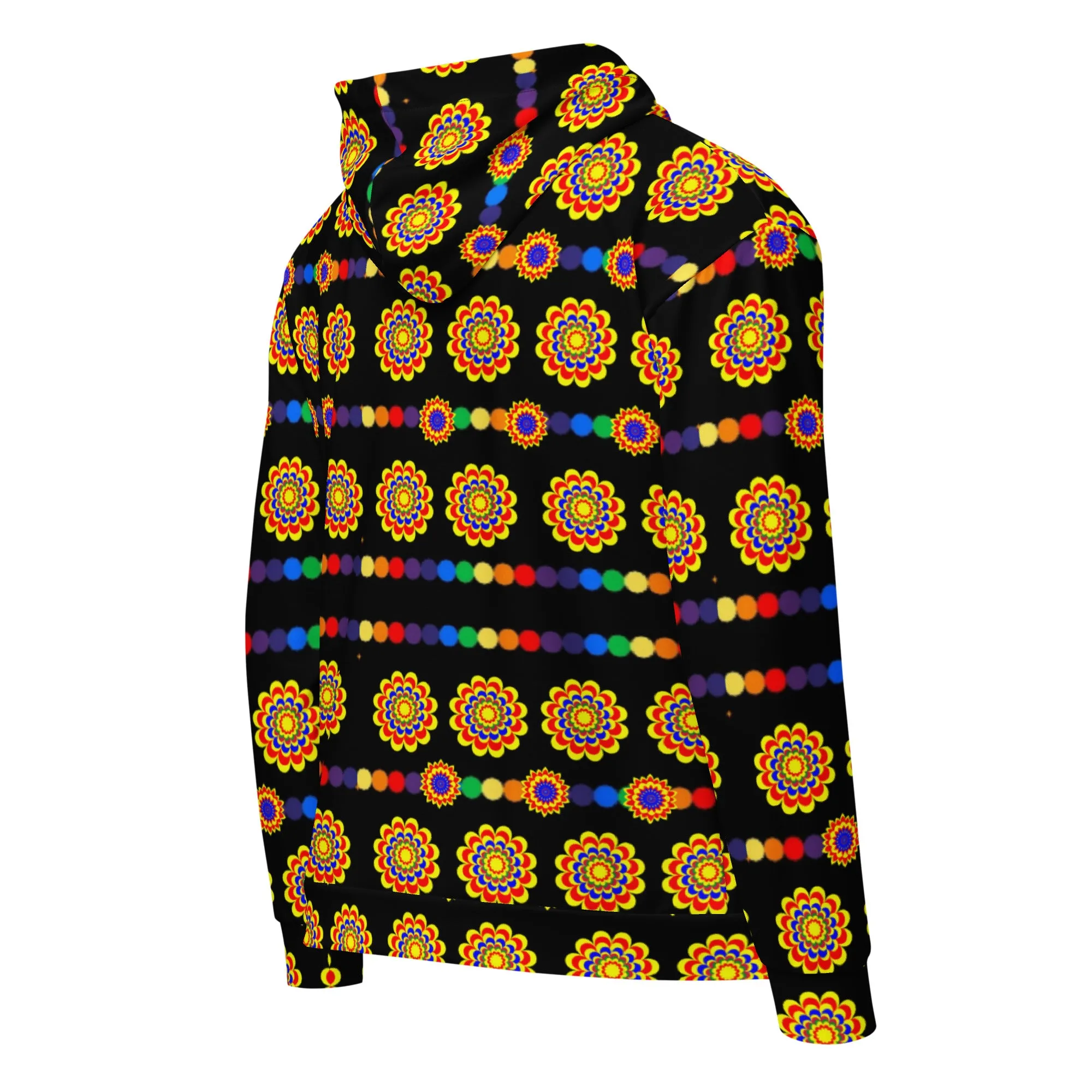 Luxury Pattern Design on black Unisex zip hoodie