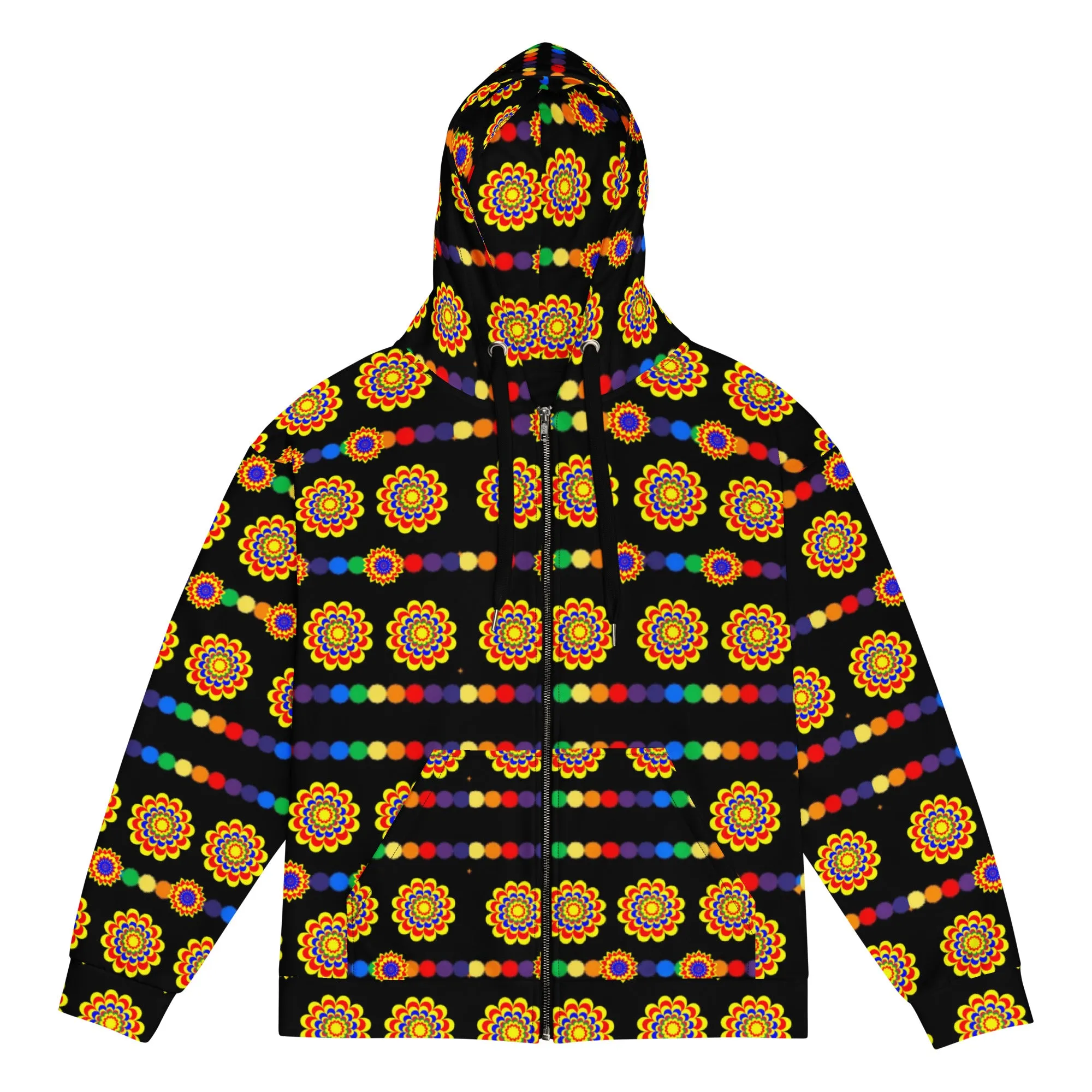 Luxury Pattern Design on black Unisex zip hoodie