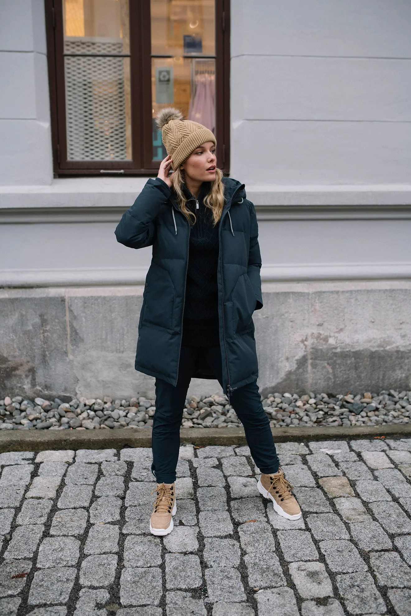 Mellow Vattert Parkas - Blekkblå