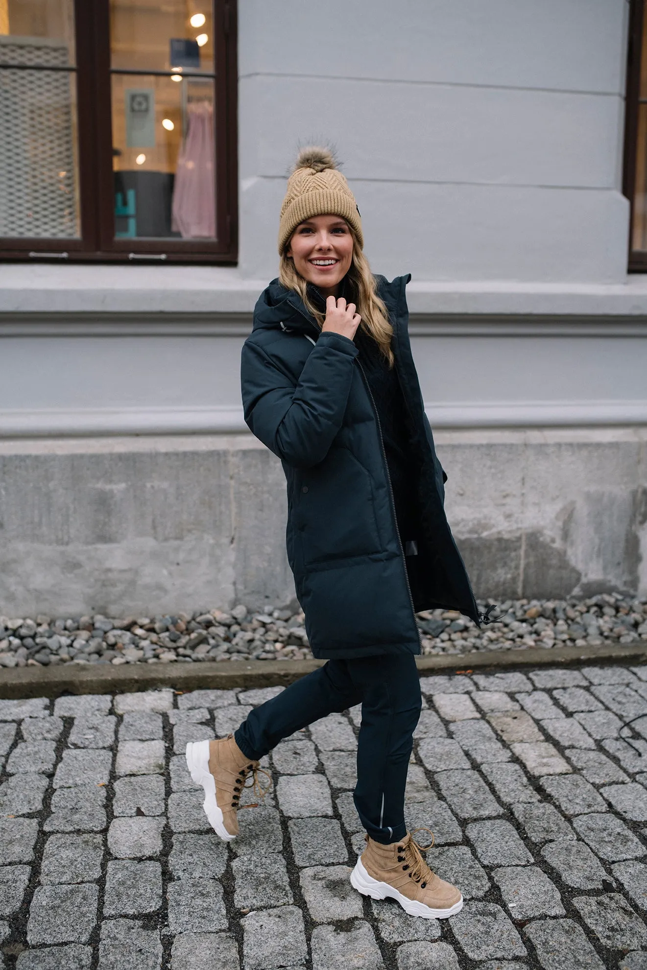 Mellow Vattert Parkas - Blekkblå