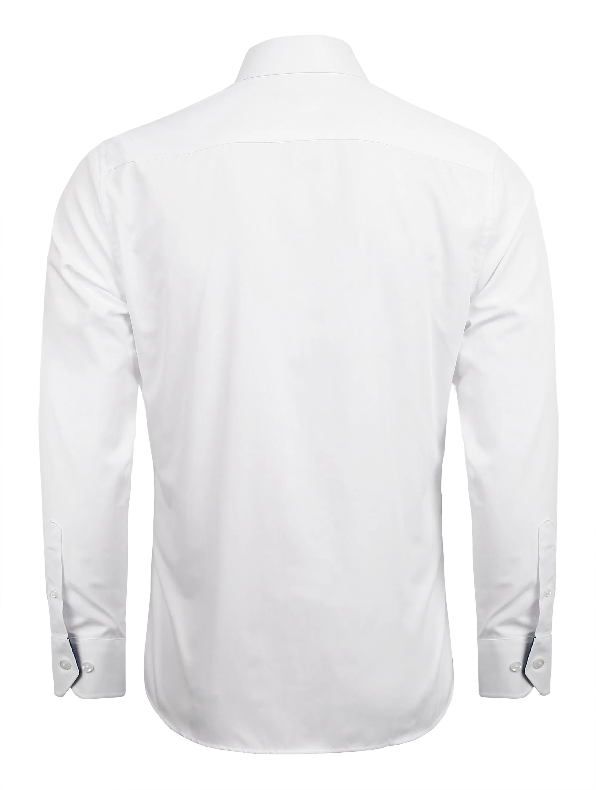 Men's Business Slim Fit Dress Shirt Long Sleeve Patchwork Button-Down Shirt, 004-White Navy